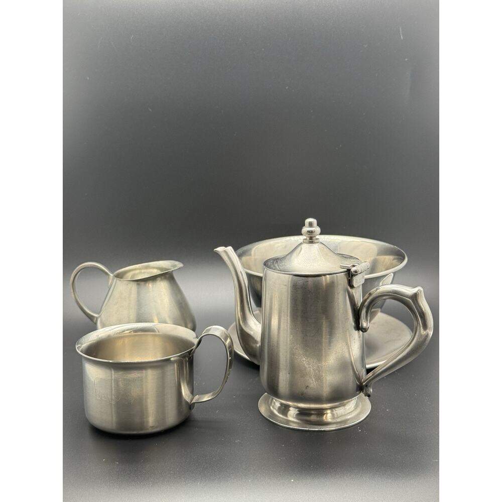Mixed Lot Stainless And Royal Holland Pewter Tea